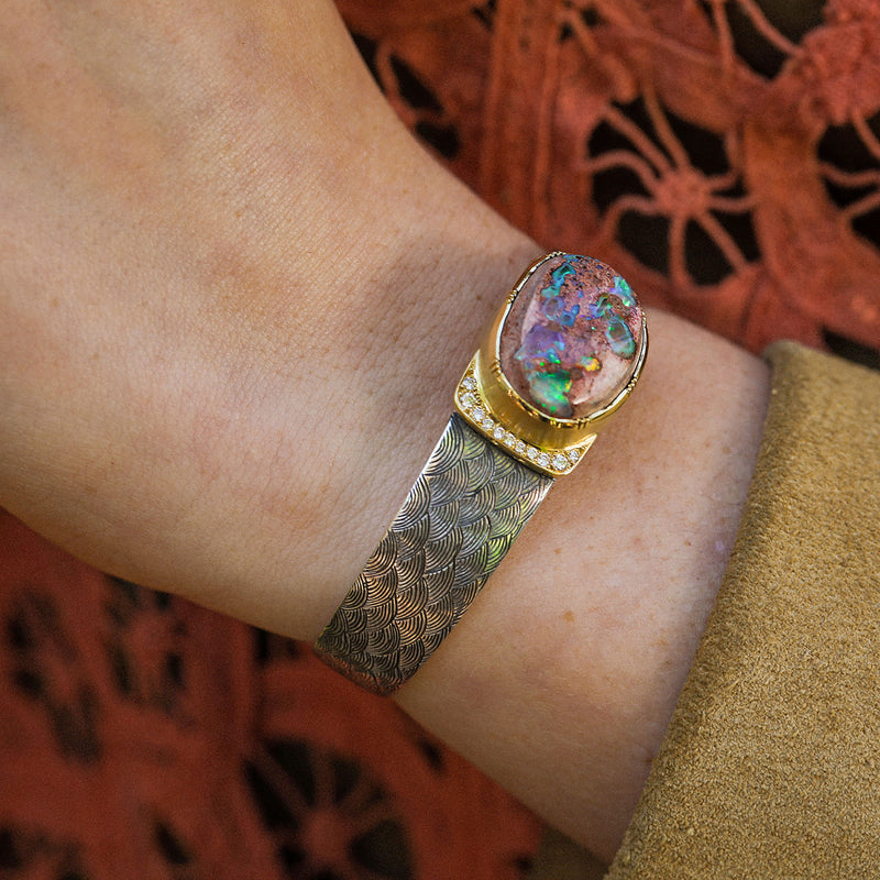 MATRIX FIRE OPAL ENGRAVED CUFF