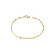 18k gold chain link bracelet on a white background