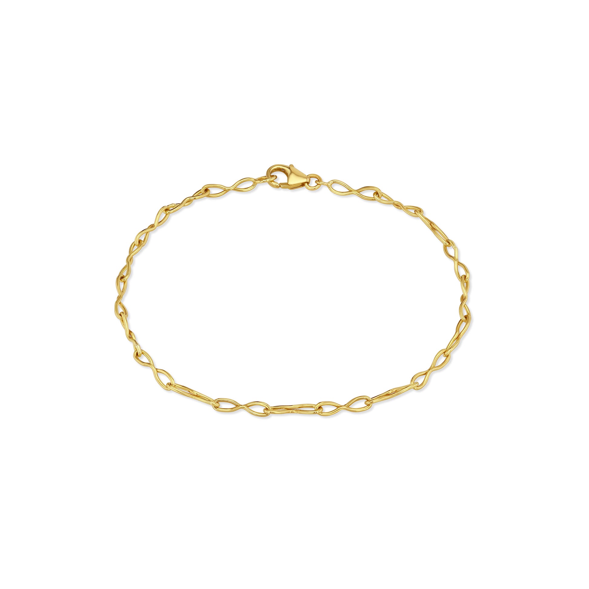 18k gold chain link bracelet on a white background
