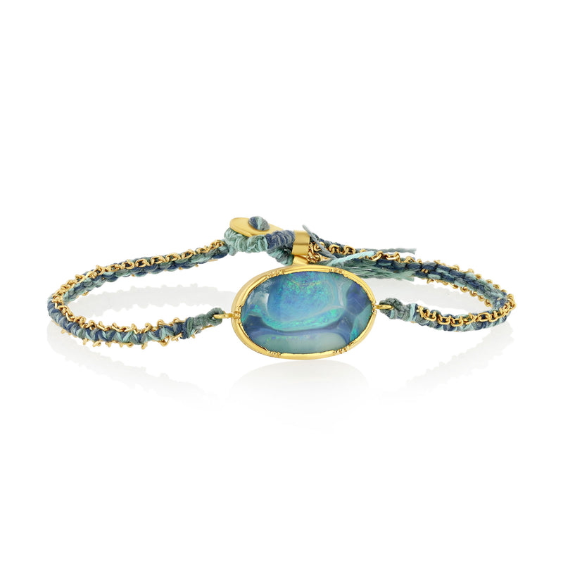 BOULDER OPAL ELLIPSE SILK GOLD BRACELET