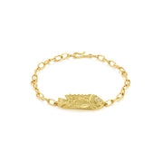 18k gold chain link bracelet with fish and diamond eye accent by Brooke Gregson Jewelry.