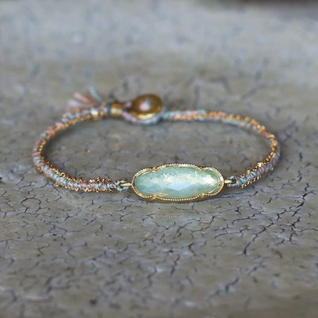 Apatite, Moonstone and Aquamarine Energy Gemstone Bracelet