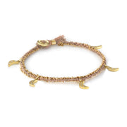 Crescent Moon Diamond Silk Gold Bracelet