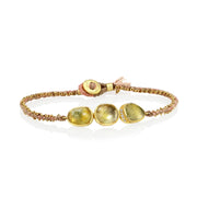 One of a kind Sapphire and Diamond bracelet hand woven with silk and 18k gold chain fromLos Angeles jewelry designer Brooke Gregson