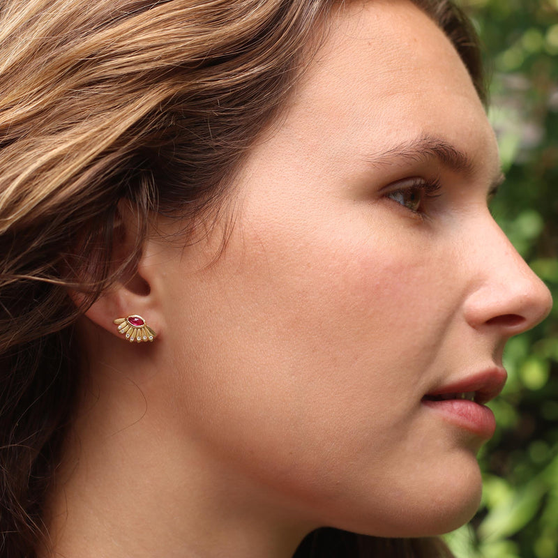 DAISY DEWDROP RUBY STUD EARRINGS