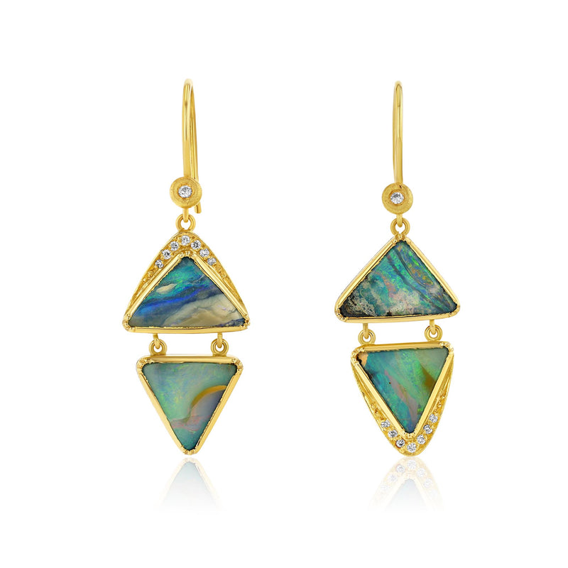 DOUBLE PYRAMID OPAL EARRINGS