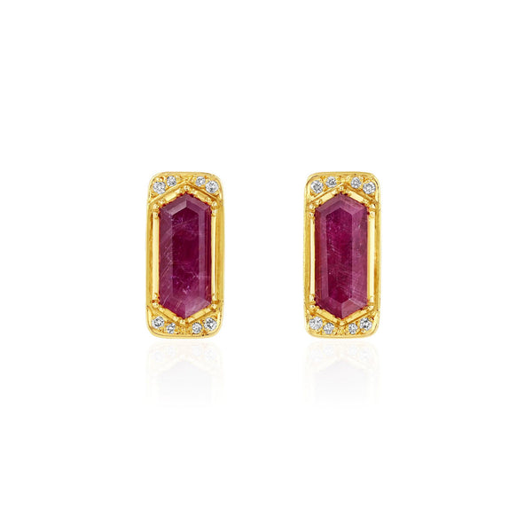 RUBY GEO HALO EARRINGS