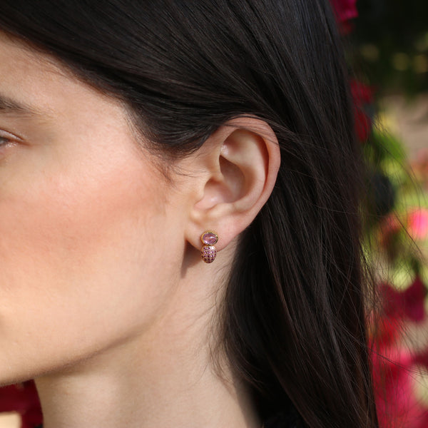 DOUBLE ORBIT SAPPHIRE GARNET EARRINGS