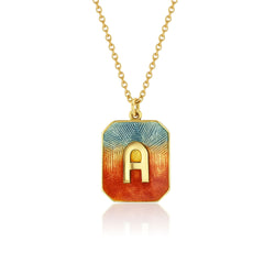 Alphabet Sunrise Enamel Letter Necklace (Small)