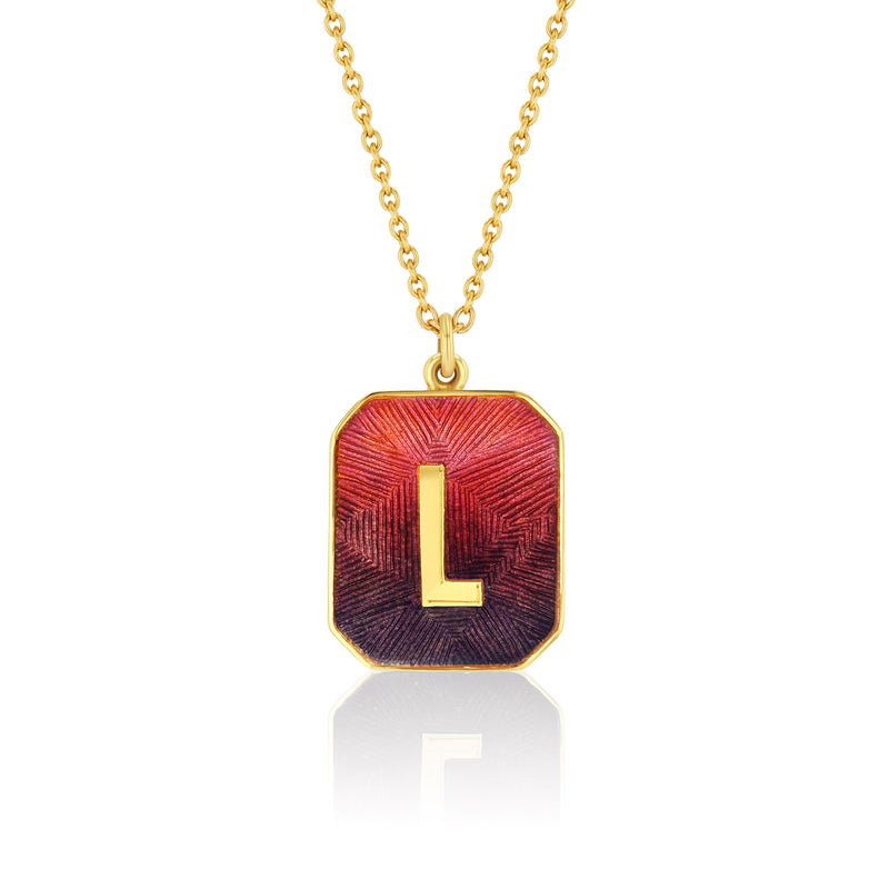 Alphabet Sunset Enamel Letter Necklace (Small)