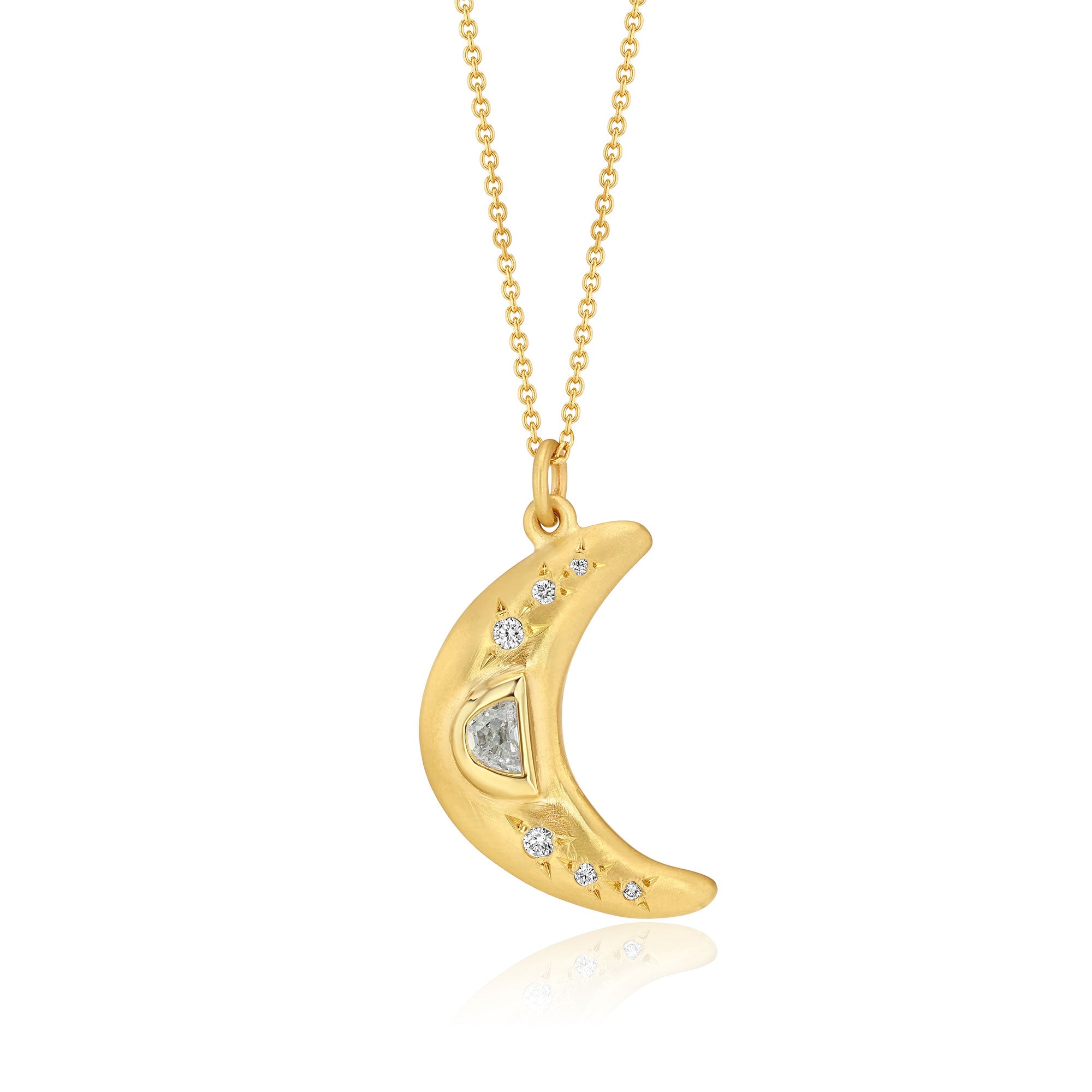 Crescent Moon Diamond Necklace
