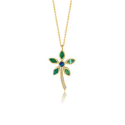 Daisy Boulder Opal Emerald Necklace