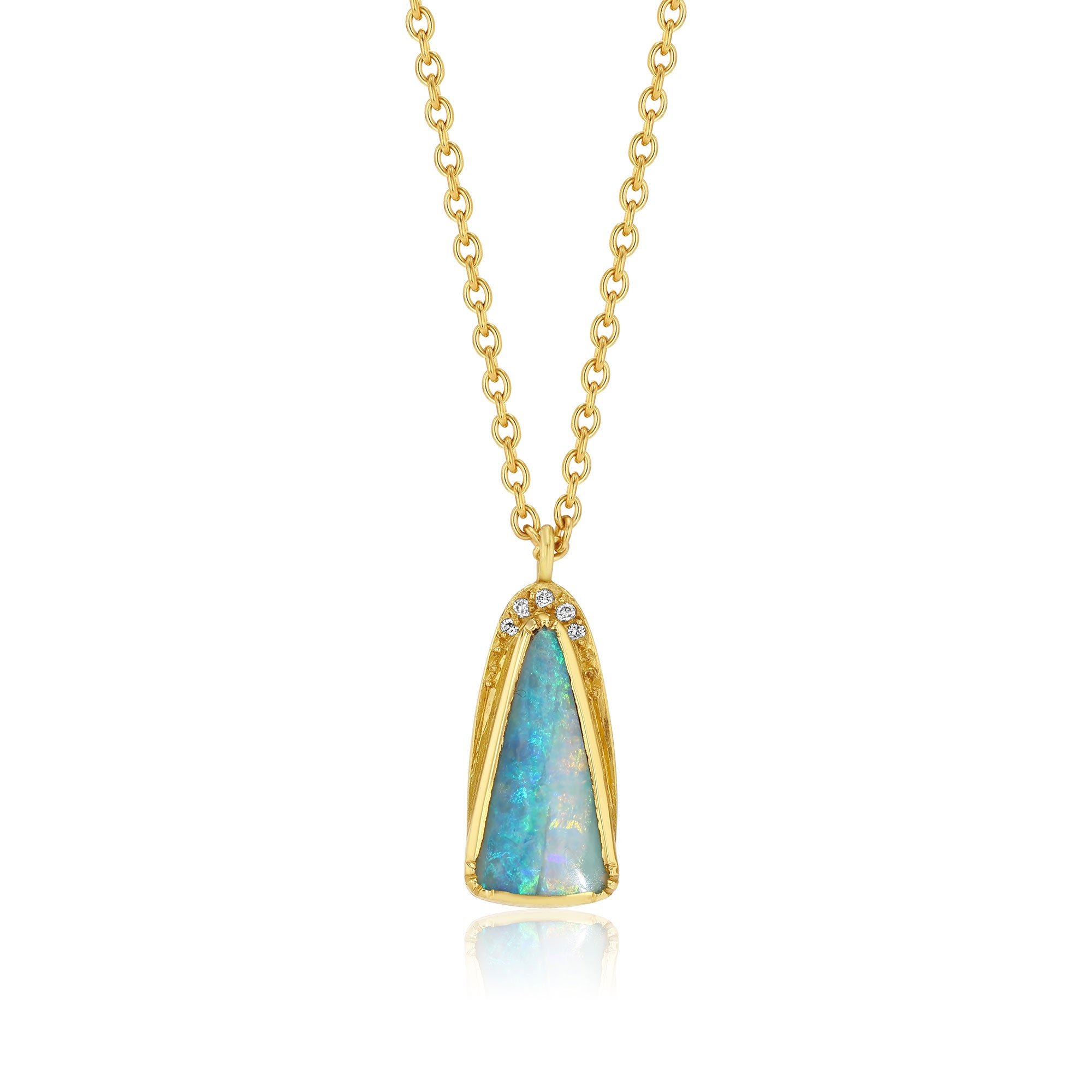 Opal Teardrop Halo Necklace