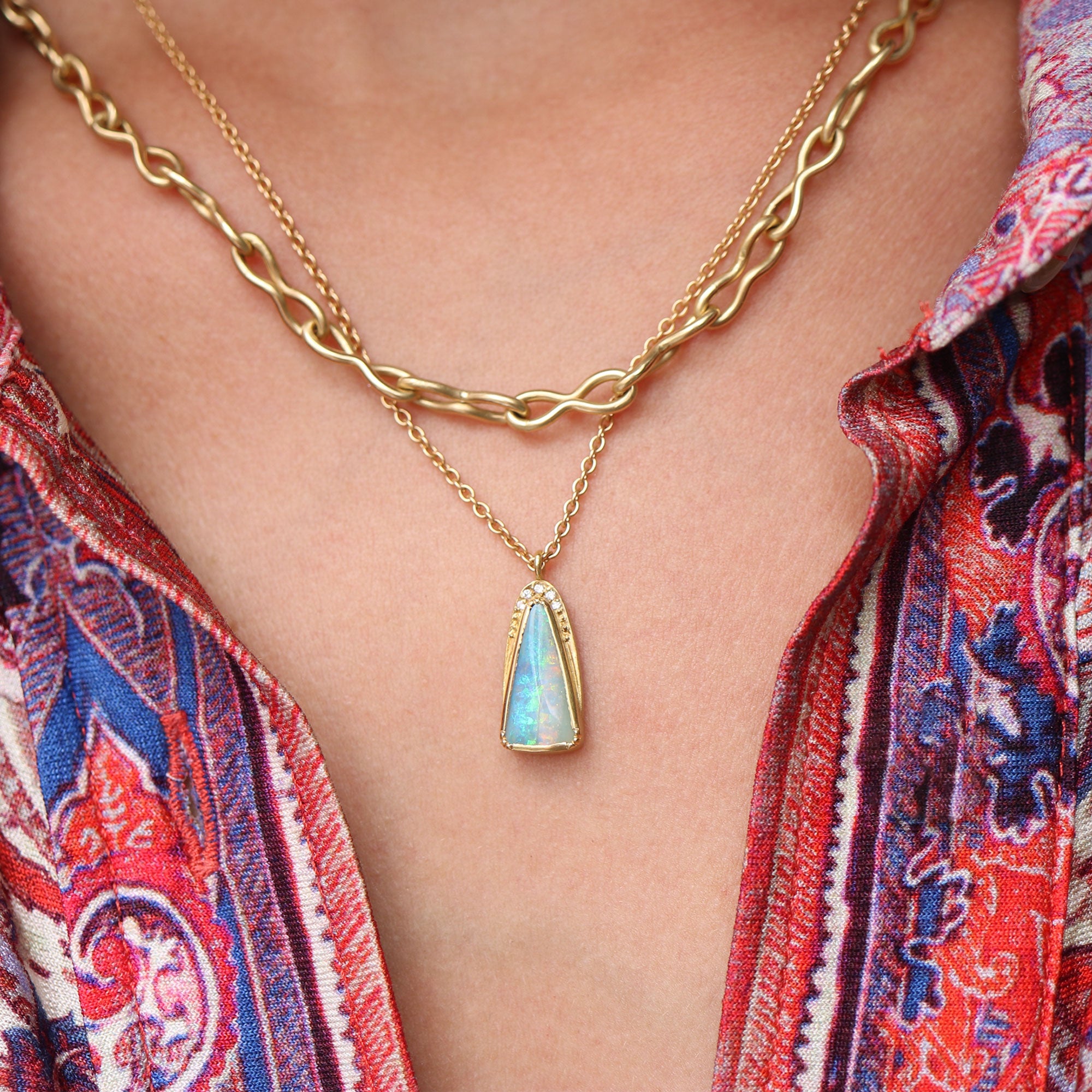 Opal Teardrop Halo Necklace