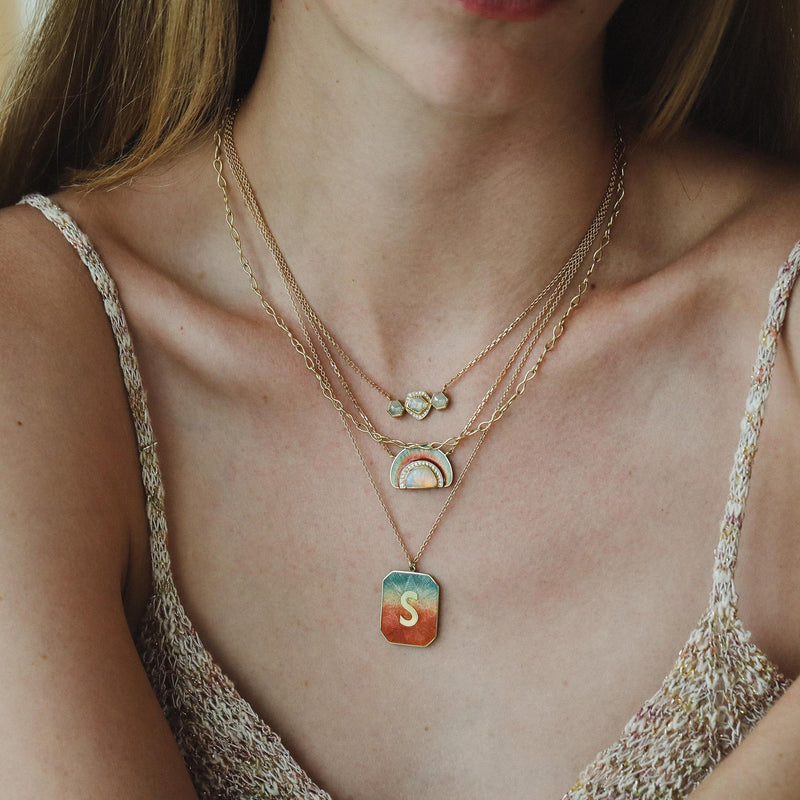 OPAL SUNRISE ENAMEL DIAMOND NECKLACE