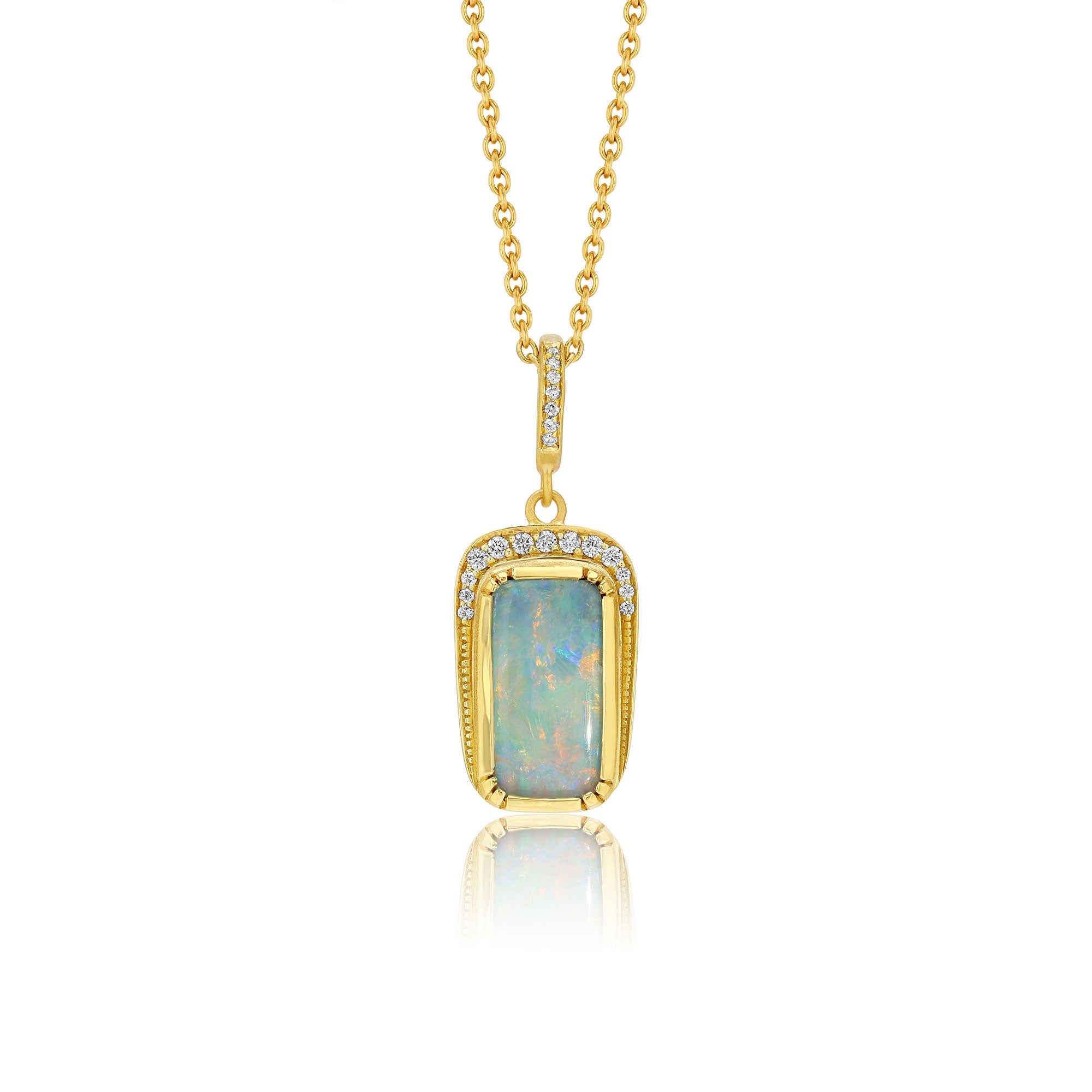 Opal Diamond Halo Necklace