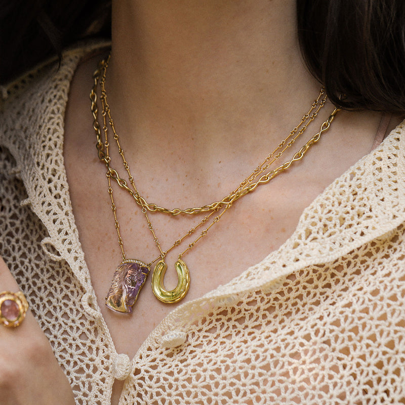 GREEN BERYL HORSESHOE NECKLACE