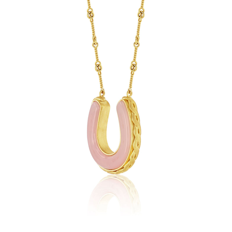 PINK OPAL HORSESHOE NECKLACE