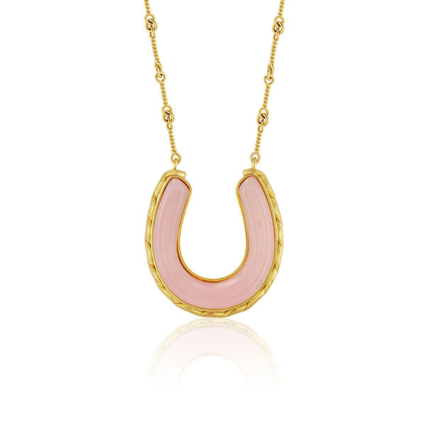 PINK OPAL HORSESHOE NECKLACE