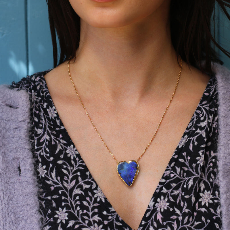 OPAL HEART HALO NECKLACE