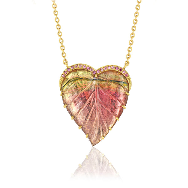 Tourmaline Leaf Heart Necklace