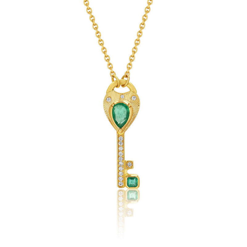 EMERALD DIAMOND KEY NECKLACE