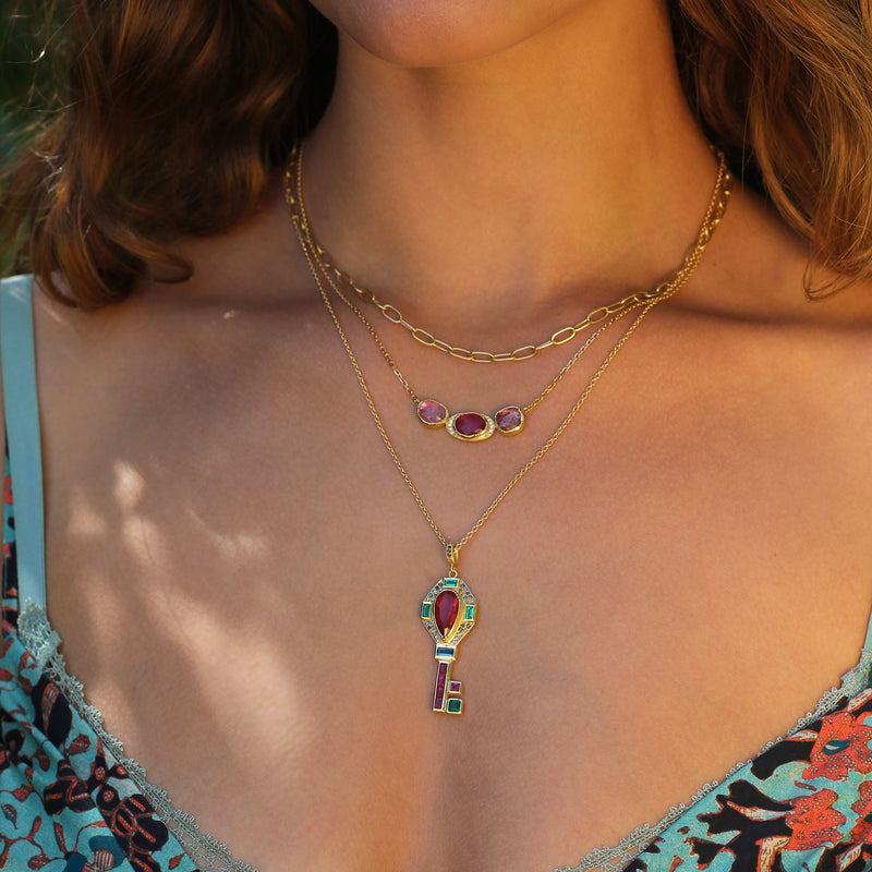 Selene' Doublet Opal Necklace 14ct Gold - Black Star Opal