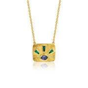 Emerald Sapphire Lock Necklace