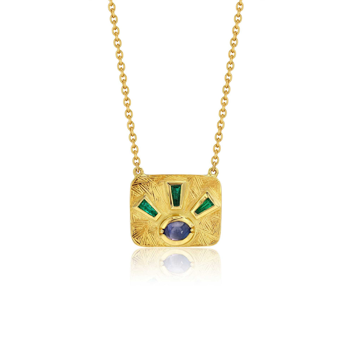 Emerald Sapphire Lock Necklace