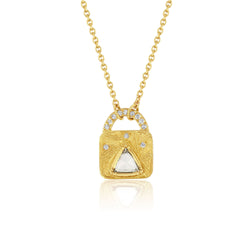 PYRAMID DIAMOND LOCK NECKLACE