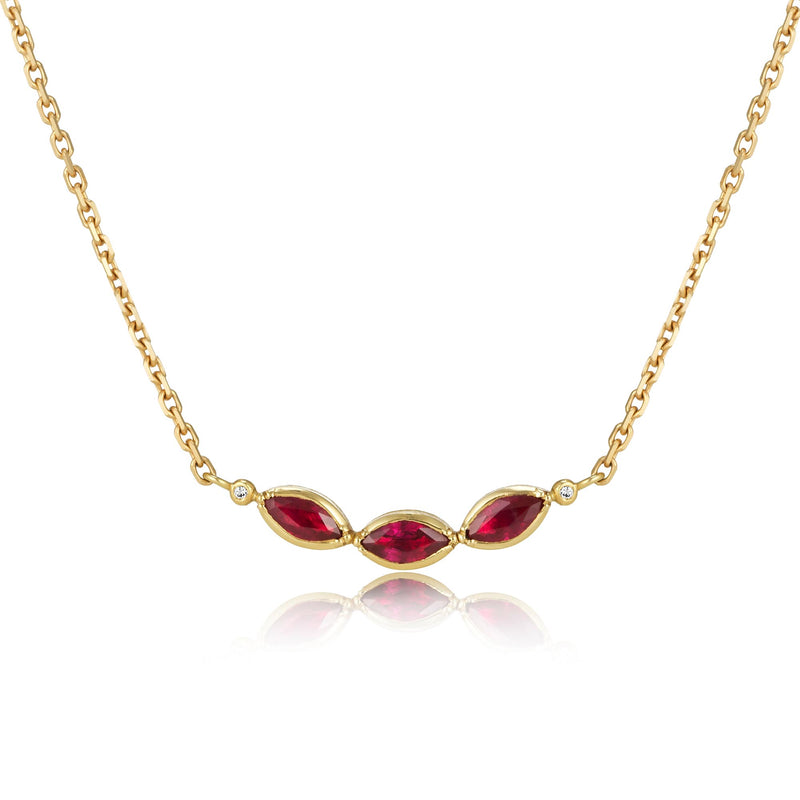 TRIPLE RUBY MARQUISE DIAMOND NECKLACE