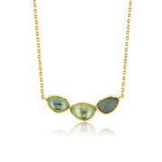 triple aquamarine necklace on a white background