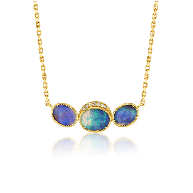 ORBIT 3 HALO OPAL DIAMOND NECKLACE