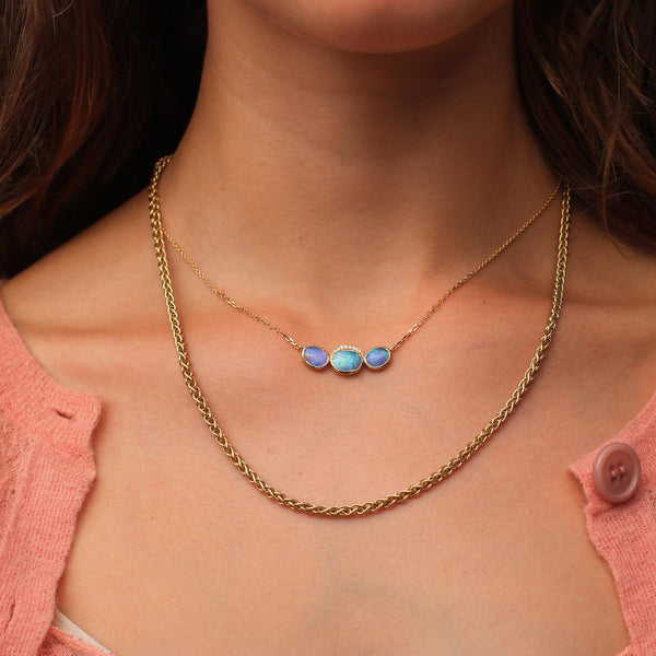 ORBIT 3 HALO OPAL DIAMOND NECKLACE