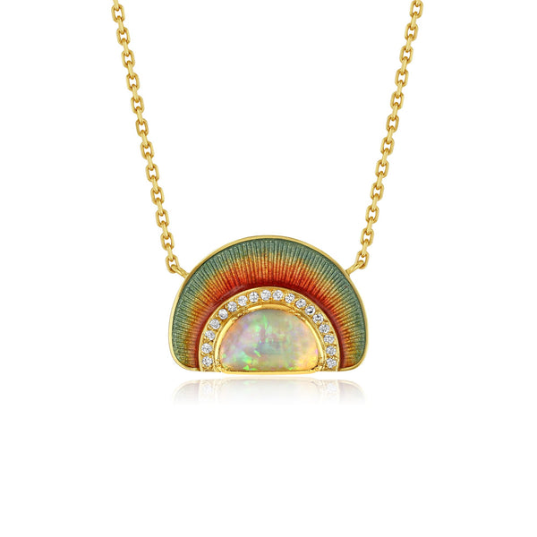 OPAL SUNRISE ENAMEL DIAMOND NECKLACE