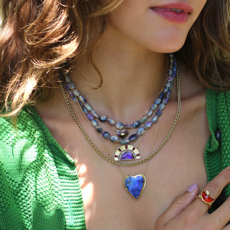 OPAL HEART HALO NECKLACE