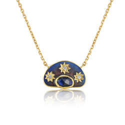Blue Sapphire Stargaze Enamel Diamond Necklace