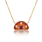 One of a kind 18k gold Ruby necklace with star-shaped diamonds and enamel from Los Angeles designer Brooke Gregson handmade in London