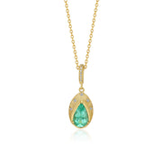 Teardrop Emerald Engraved Starlight Necklace