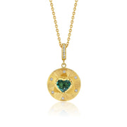 Talisman Heart Tourmaline Diamond Engraved Necklace