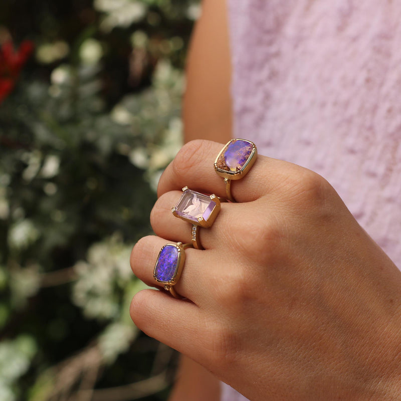 WOOD OPAL ELLIPSE RING