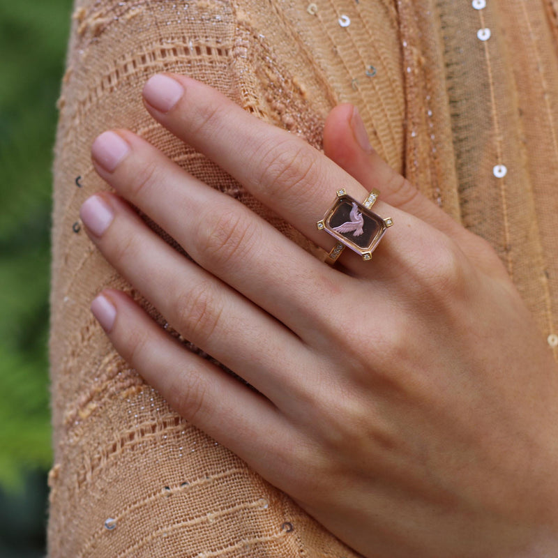 AMETHYST BIRD RING