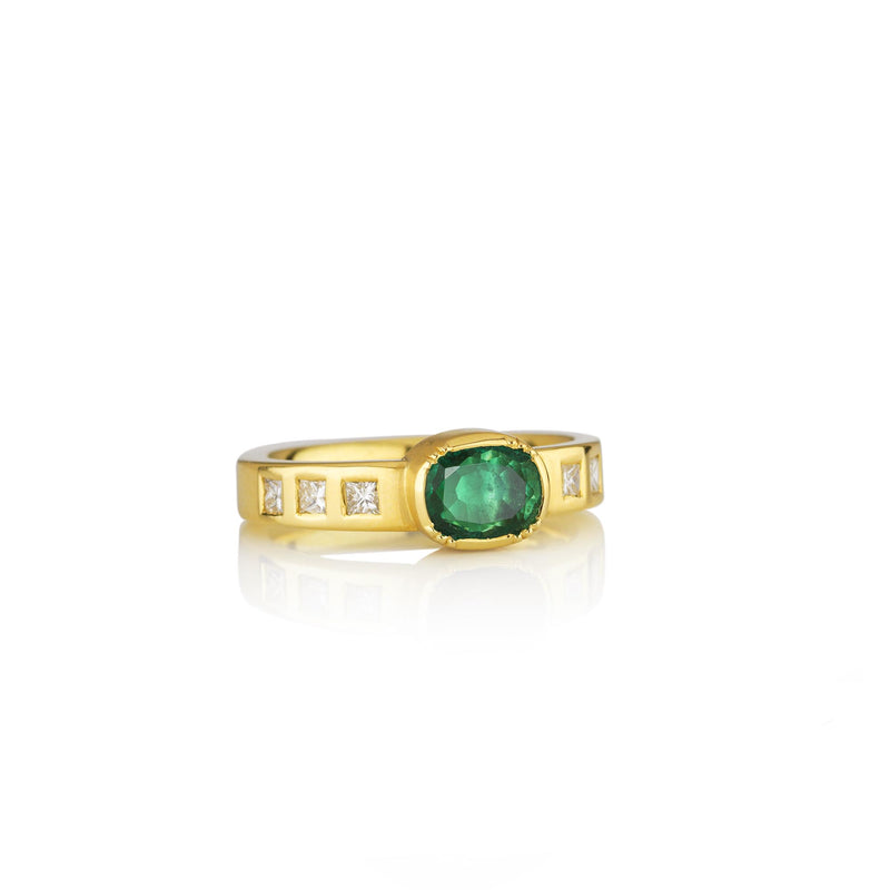 DIAMOND BAND EMERALD RING