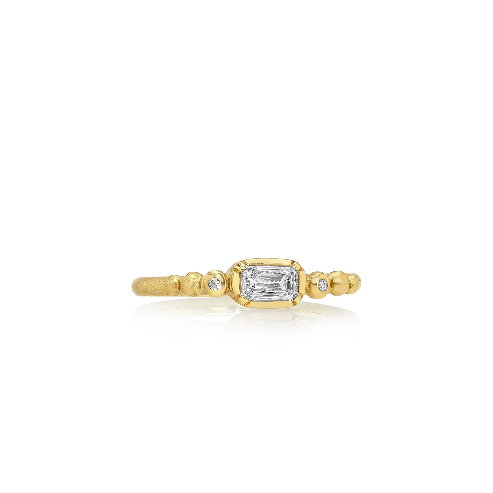 White Diamond Beaded Band Ring