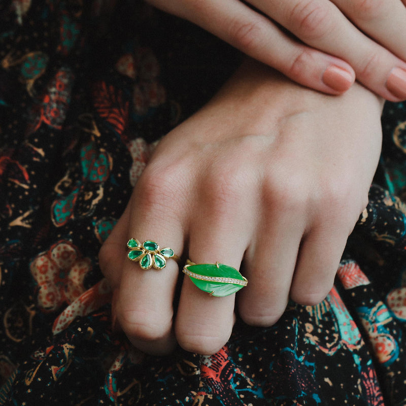 EMERALD FLOWER RING