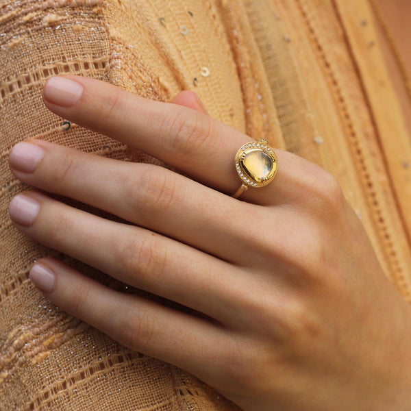 Moonstone Orbit Halo Ring