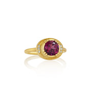 Rhodolite Garnet Halo Ring