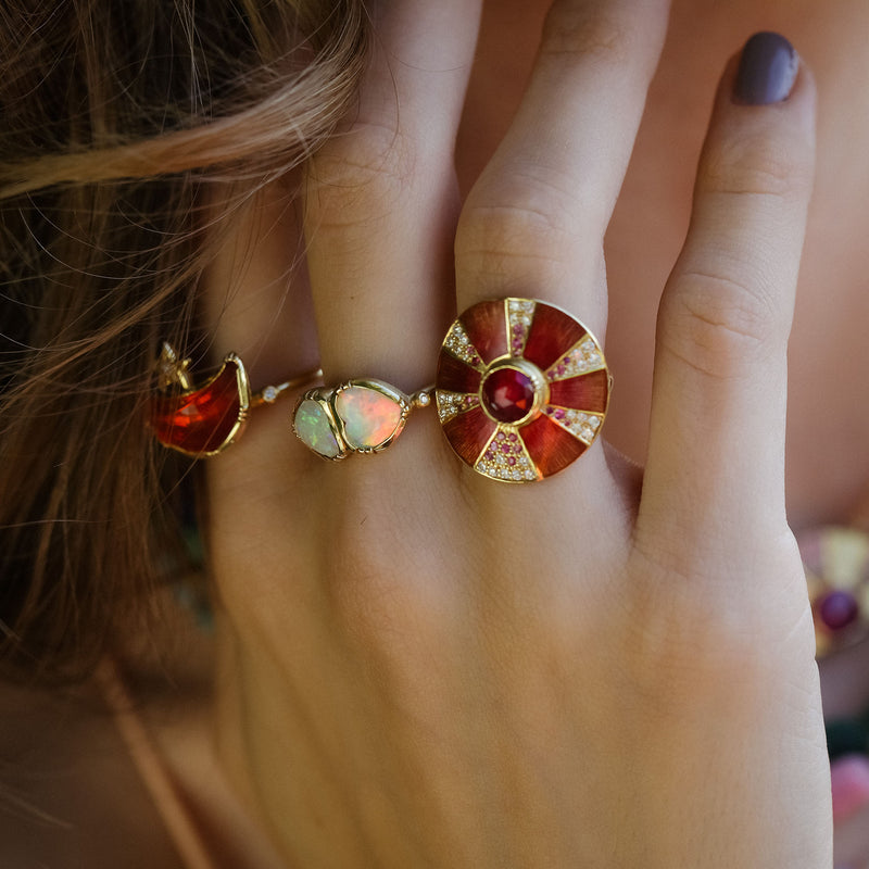 Ruby Diamond Pinwheel Ring