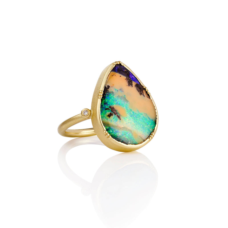 BOULDER OPAL TEARDROP RING