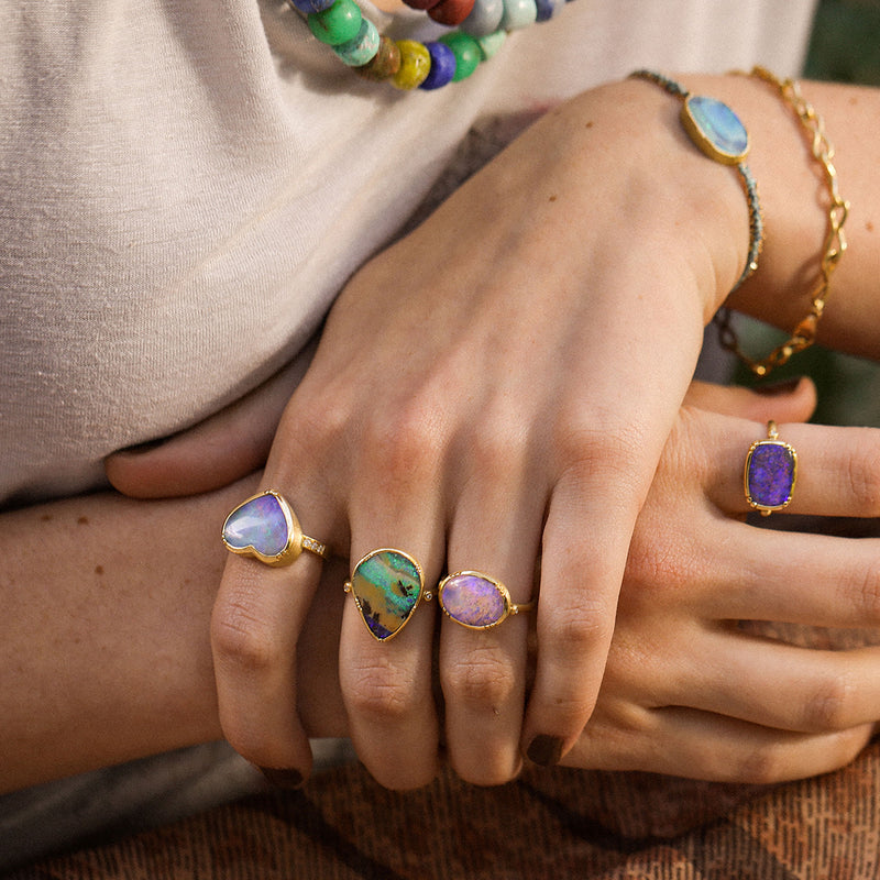 BOULDER OPAL TEARDROP RING